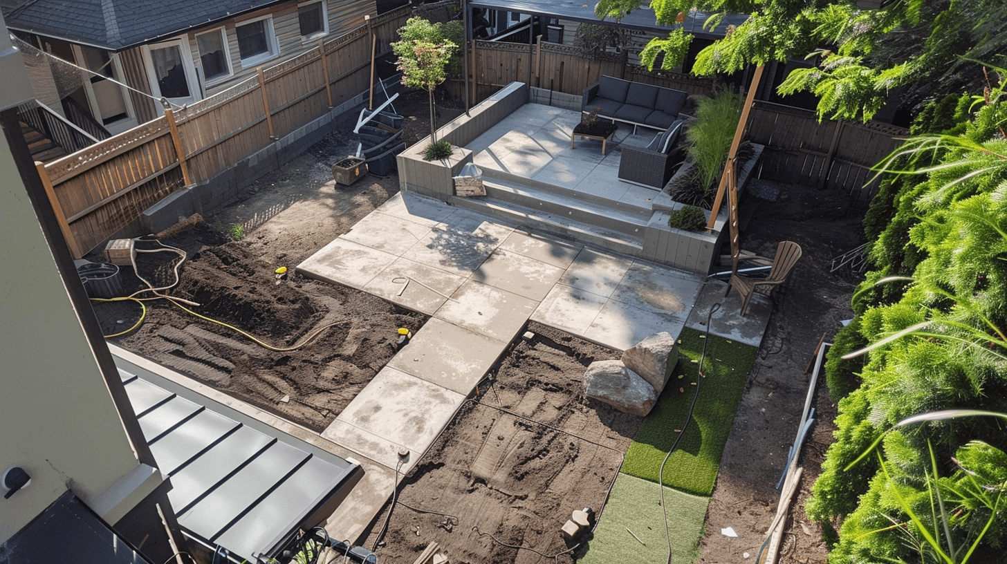 backyard patio being upgraded